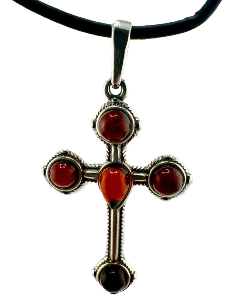 Silber-Kreuz mit Bernstein - Einzelstück