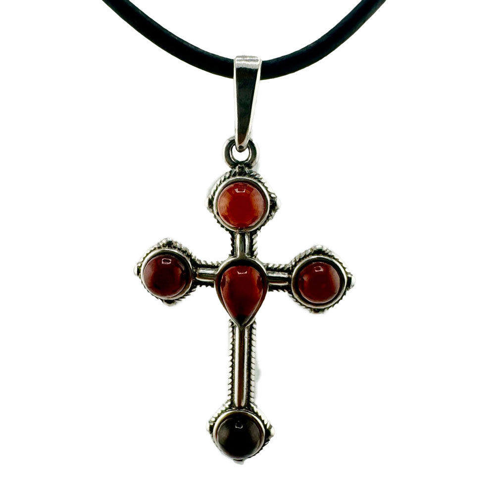 Silber-Kreuz mit Bernstein - Einzelstück