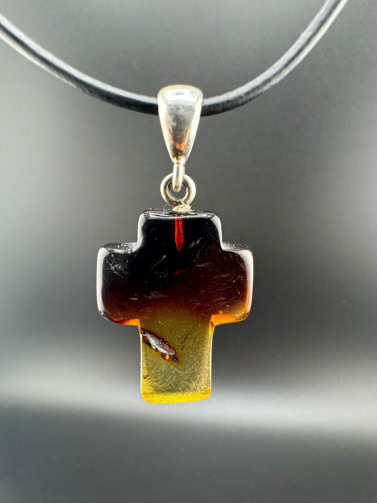 Bernstein-Kreuz mit 925er Silber