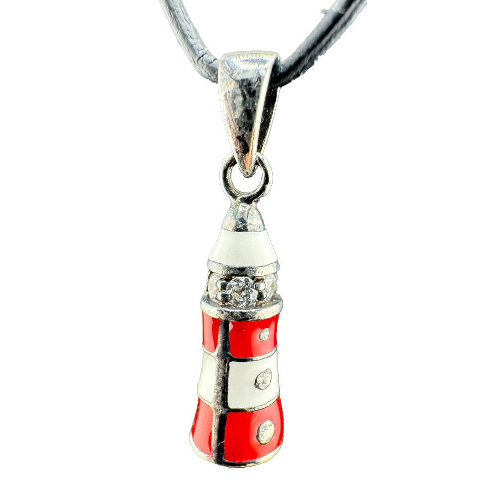 Emaillierter Leuchtturm rot-weiß