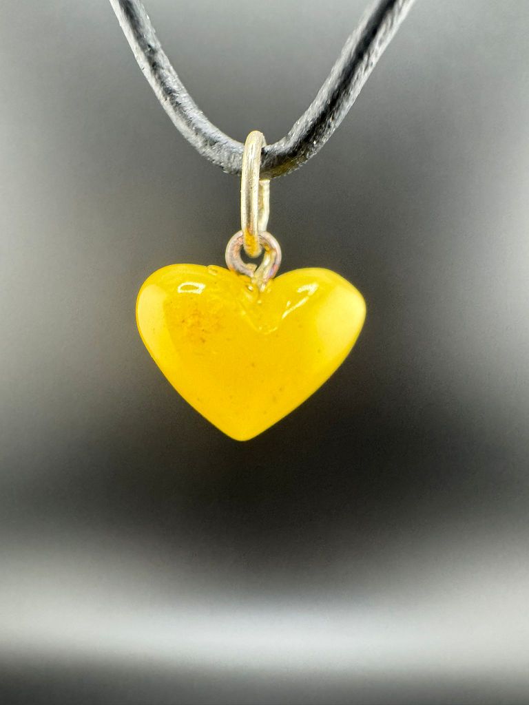 Bernstein-Herz mit 925er Silber