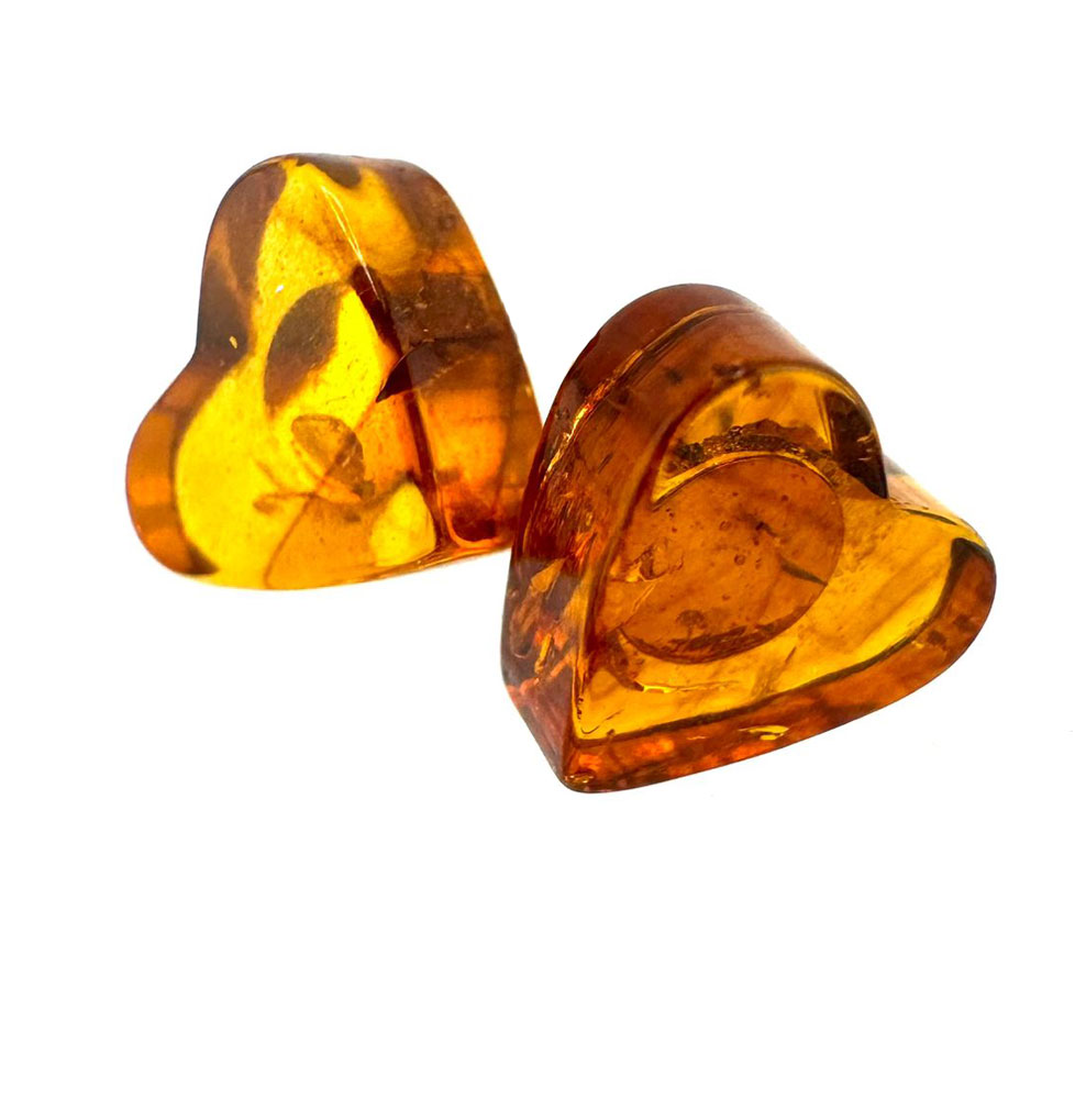 Herz Ohrstecker aus Bernstein