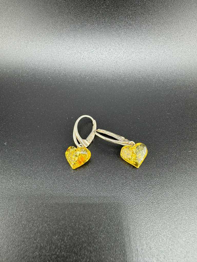 Bernstein-Herz Ohrringe mit 925er Silber