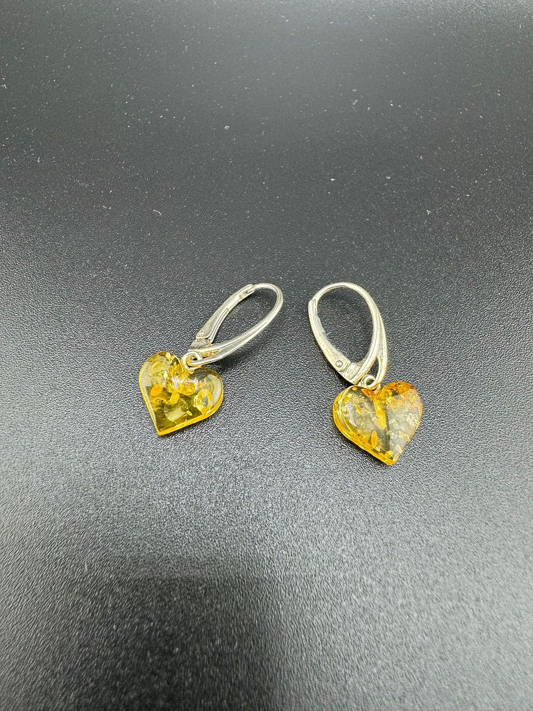 Bernstein-Herz Ohrringe mit 925er Silber