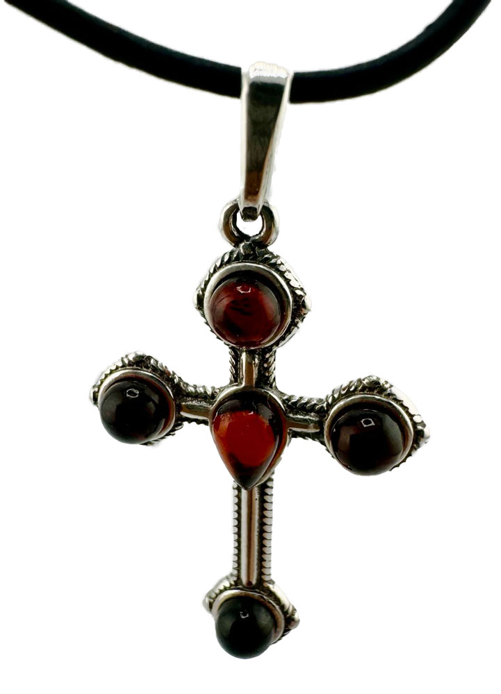 Silber-Kreuz mit Bernstein - Einzelstück