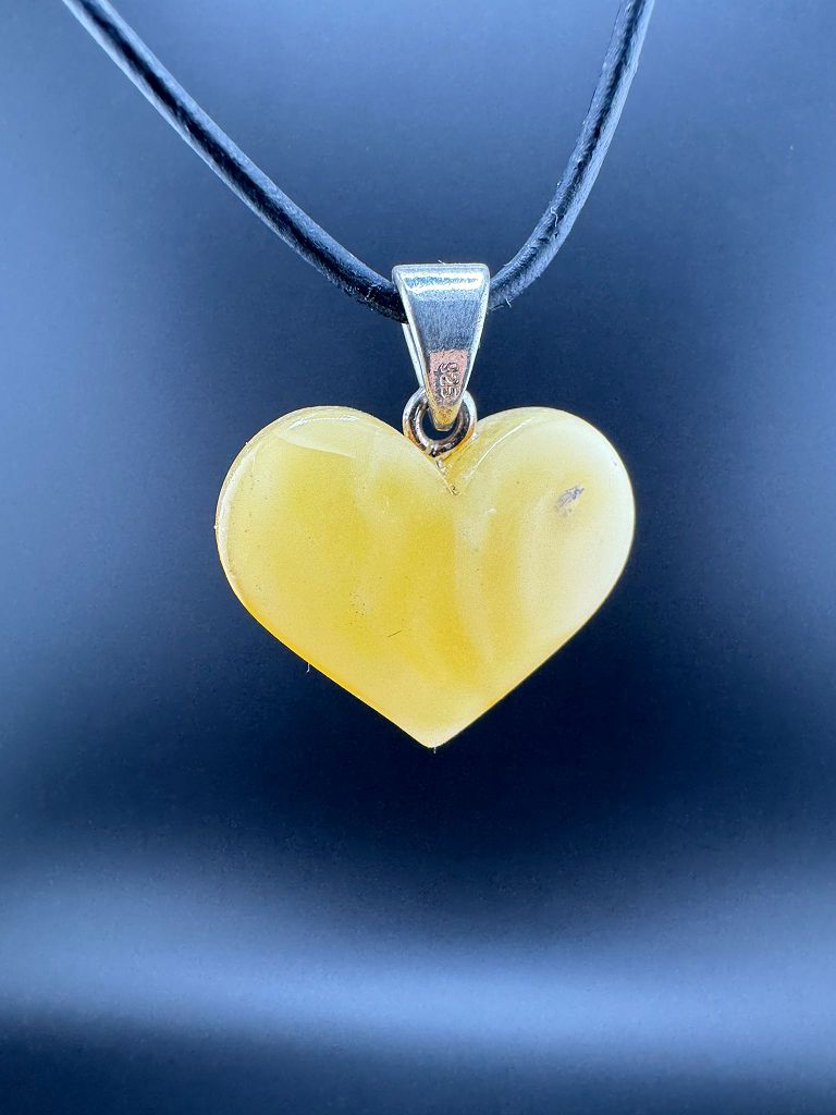 Bernstein-Herz mit 925er Silber