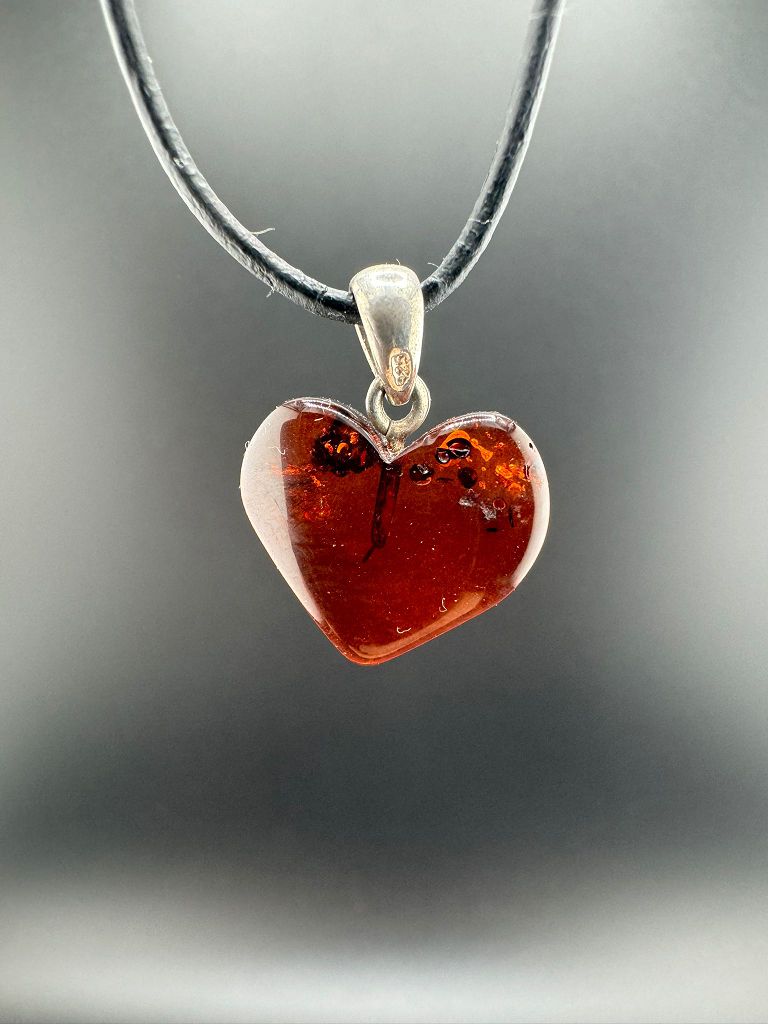 Bernstein-Herz mit 925er Silber