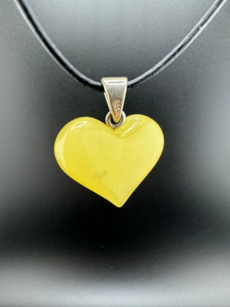 Bernstein-Herz mit 925er Silber