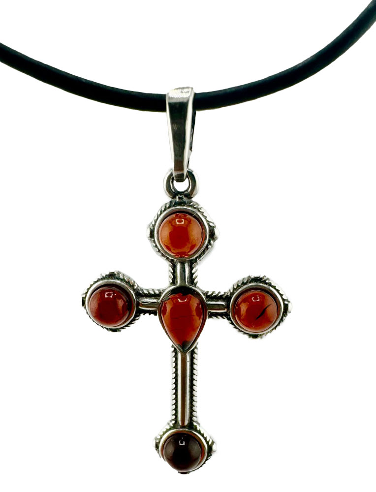 Silber-Kreuz mit Bernstein - Einzelstück