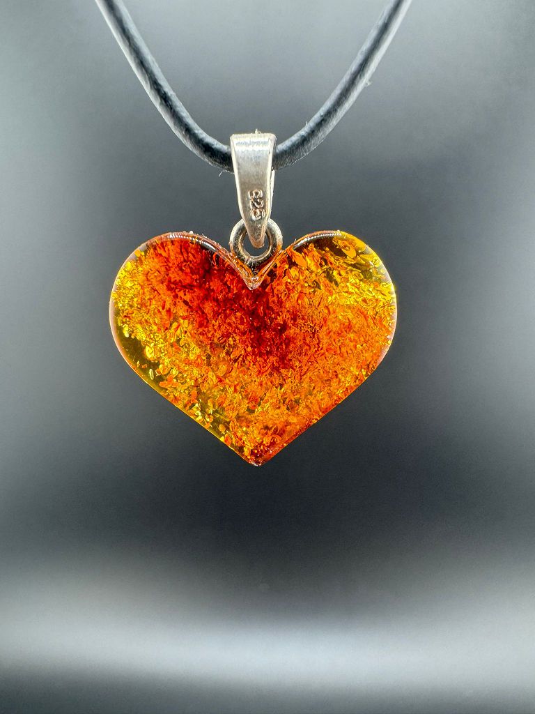 Bernstein-Herz mit 925er Silber